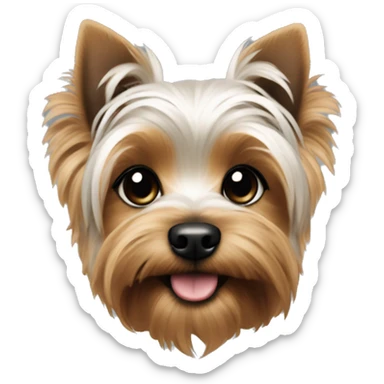 yorkie puppy black and white. no brown.  sticker
