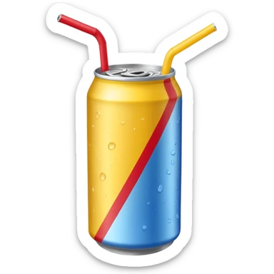 drink can blue red yellow Surfside one straw sticker