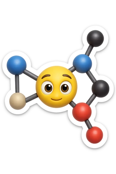 emoji stile iphone in 3d di istamina molecola con occhi con la parte bianca pure, iperrealistico 4k sticker