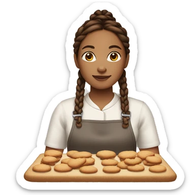 quarteron woman with brown dark braids baking cookies sticker