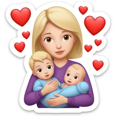 Mamá cargando a bebé y corazones  sticker