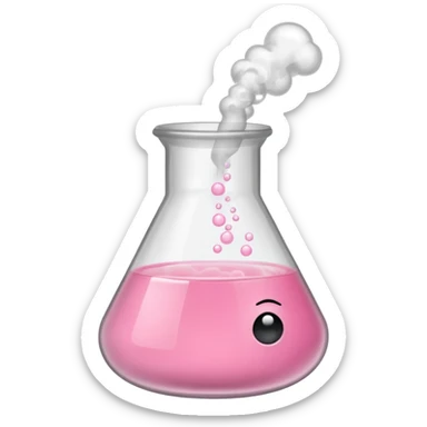 pink beaker with smoke no face one tube pink liquid only bubbles inside beaker  sticker