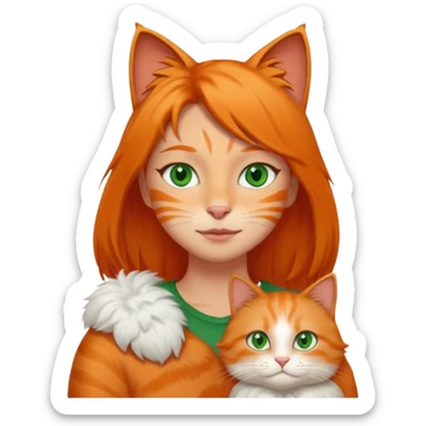 person with cat on their shoulder sticker