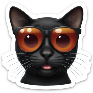 Black cat with sunglasses and tongue sticking out  sticker