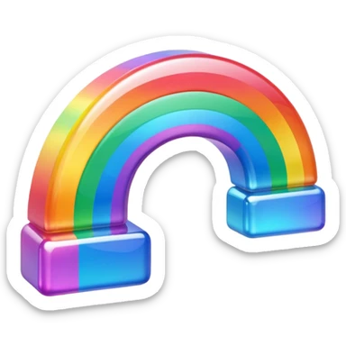 A 3d, not too detailed rainbow colored sparkling special shaped prismatic icon sticker