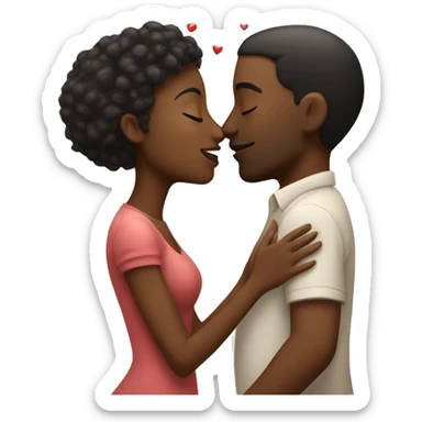 a african american couple kissing with hearts over they head  sticker