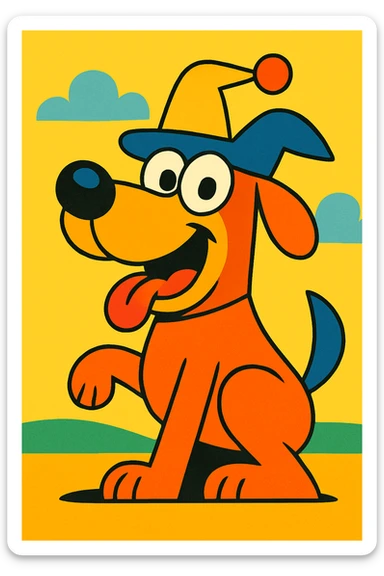 goofy silly animal wearing a funny hat, cartoonish style, bold colors sticker