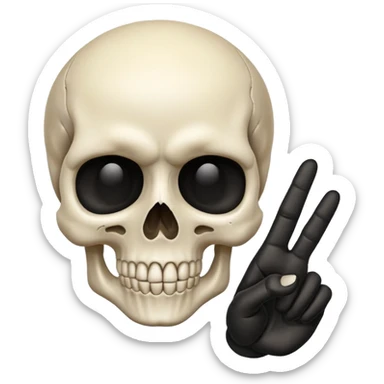 Skull emoji pointing with hand sticker