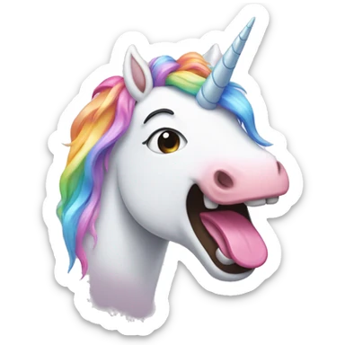 Unicorn sticking out tongue sticker