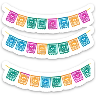 festive one garland of colorful mexican papel picado sticker