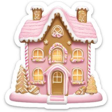 light pink and gold and white gingerbread house sticker