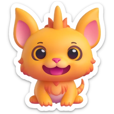 fantastical animal hybrid with cute features, random combination, 3D emoji style sticker