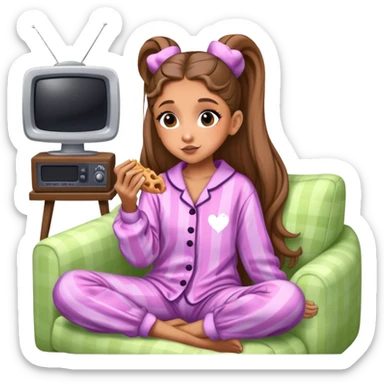 Ariana grande getting a snack and putting on wicked pajamas and watching television  sticker
