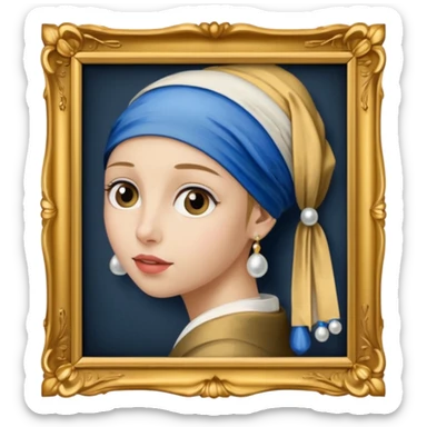 Girl with a Pearl Earring painting with frames sticker