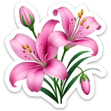 Pinke Lilien und weiße Gänseblümchen sticker