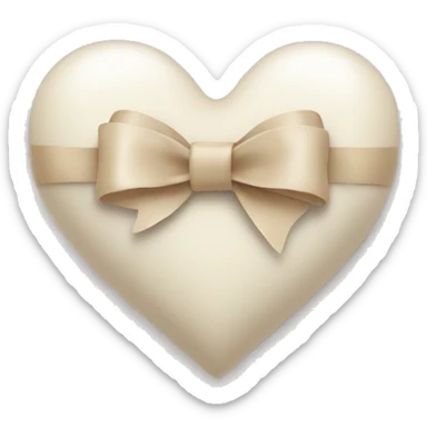 white heart with beige bow sticker