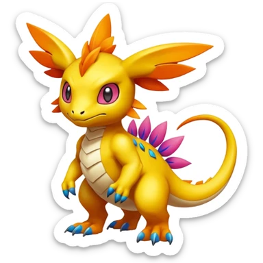 Colorful Vibrant Unique Pokémon-Digimon-Fakémon-hybrid-creature (full body) sticker