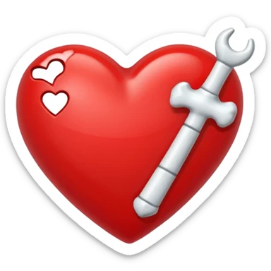 red heart emoji with a bone through it instead of an arrow sticker