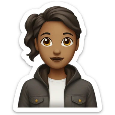 Girl with Big forehead with dark brown hair sticker