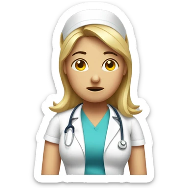 stressed unhappy nurse sticker