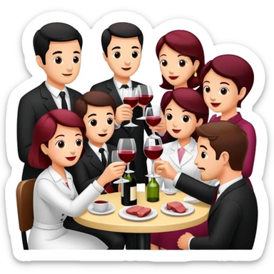 small wine Party at a french SPAM meat cafe LANDSCAPE  sticker