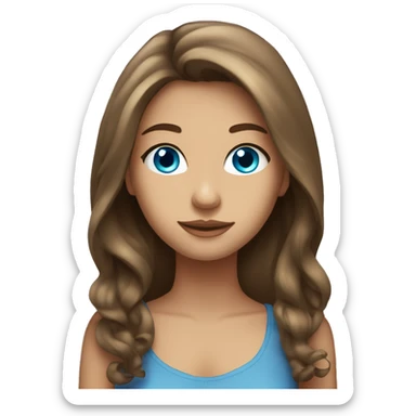 tan Pretty girl with long brown hair  and blue eyes  sticker