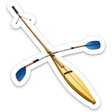 An icon showing a close-up of crossed oars, a sleek racing shell, and rippling water, symbolizing rowing. The design includes droplets in motion and a streamlined boat tip cutting through waves. Transparent background emphasizes strength, precision, and the spirit of competitive rowing sticker
