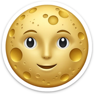 A gold flat colored moon sticker