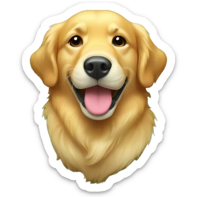 Golden retriever on its back, lying upside down in the grass, looking up  sticker
