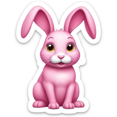 pink rabbit sitting  sticker