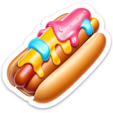 Melting neon ice cream hot dog  sticker