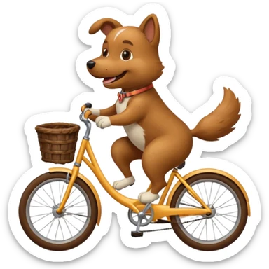 Dog riding a bike sticker