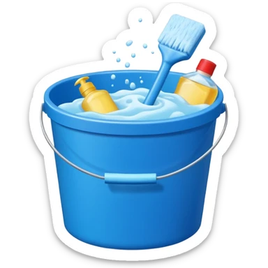 Bucket and cleaning product sticker