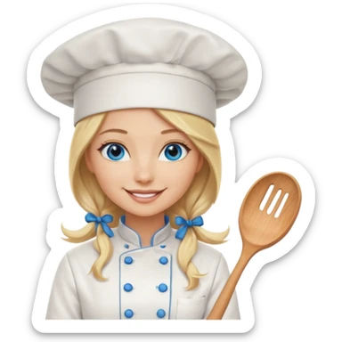 Sexy Long Blonde hair blue eyed female chef sticker