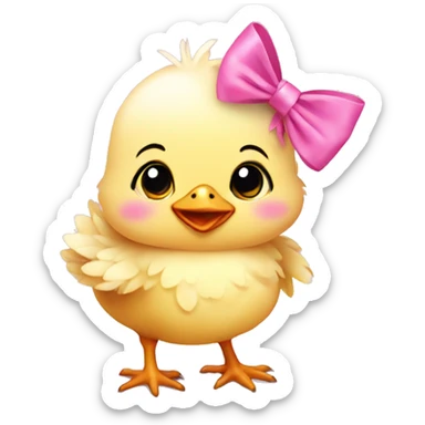 Baby chicken with pink bow sticker