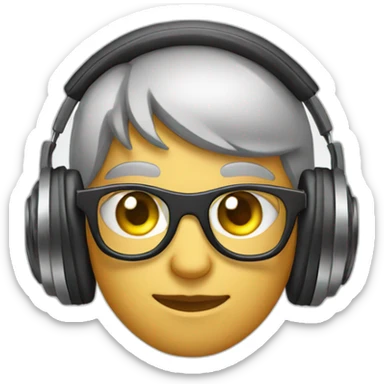 grey eyed dj with headphones and round glasses sticker
