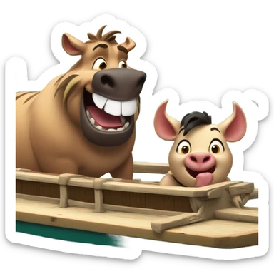 Hakuna Matata - pontoon named Pontoona Matata - pontoon with Simon and Pumba on it sticker