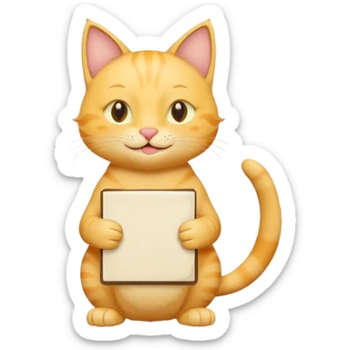 cute yellow smiling cat with full body with note and no clothes sticker