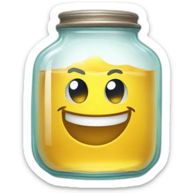 a glass jar of liquid smirks slyly sticker