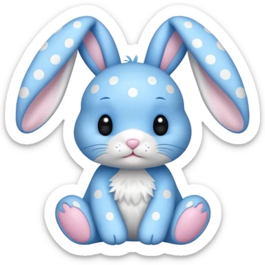 A blue bunnny with polka dots sticker