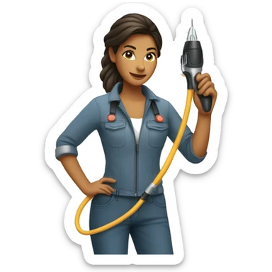 a woman with a soldering iron sticker