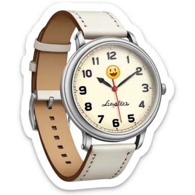 jolie montre à aiguilles, vintage, de couleur blanche, bracelet blanc en cuir sticker