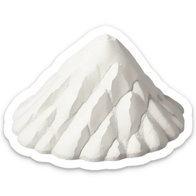 small mound of ultra-white chalky powder loose fine soft airy texture slightly uneven natural edges matte bright surface mineral-like sticker