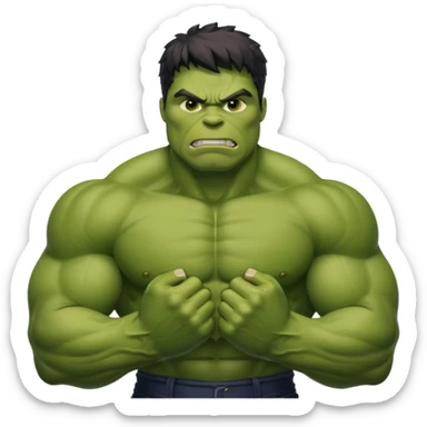 Hulk posing the strongest pose  sticker