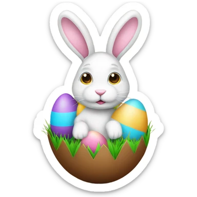 easter egg with a bunny all in Easter theme sticker