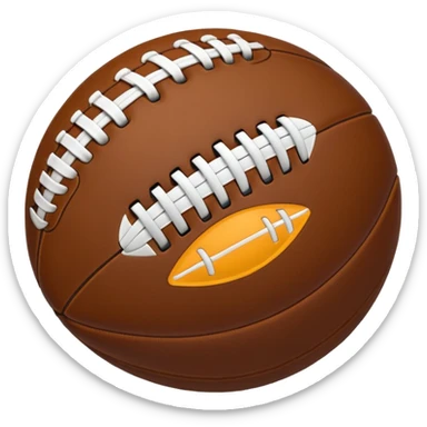 "iOS style football emoji, brown with white stitches, smooth texture, no background" sticker