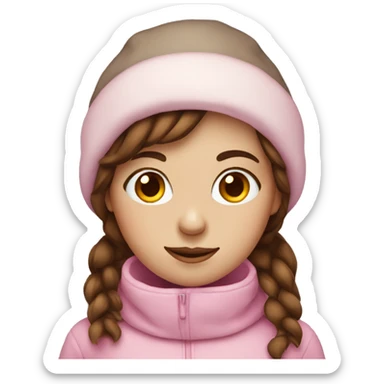 Pink snowman girl brown hair sticker