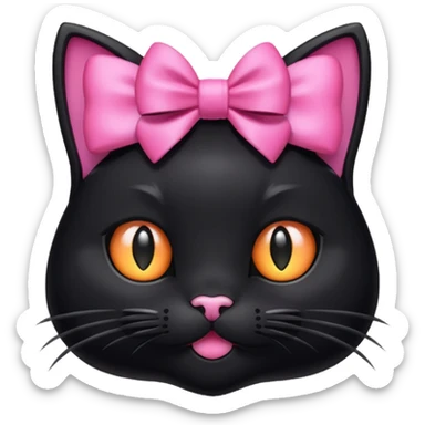 Black cat with pink bow sticker