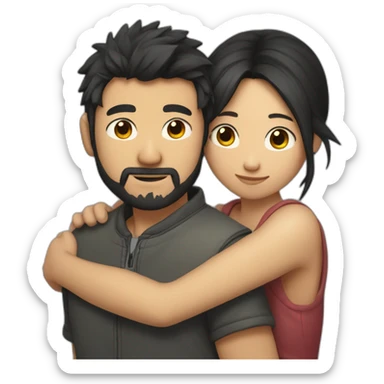 scruffy-boy-and-asian-gilr-hug sticker