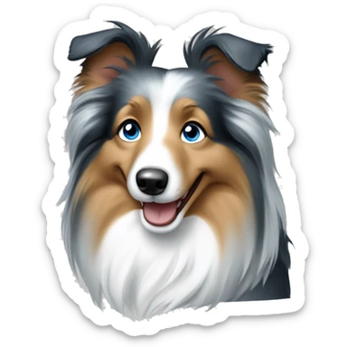 Dog breed Sheltie girl blue merle color with blue eyes smiling sticker